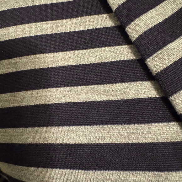 Striped Dark Navy and Gray Women's Blazer - Picture 4 of 12